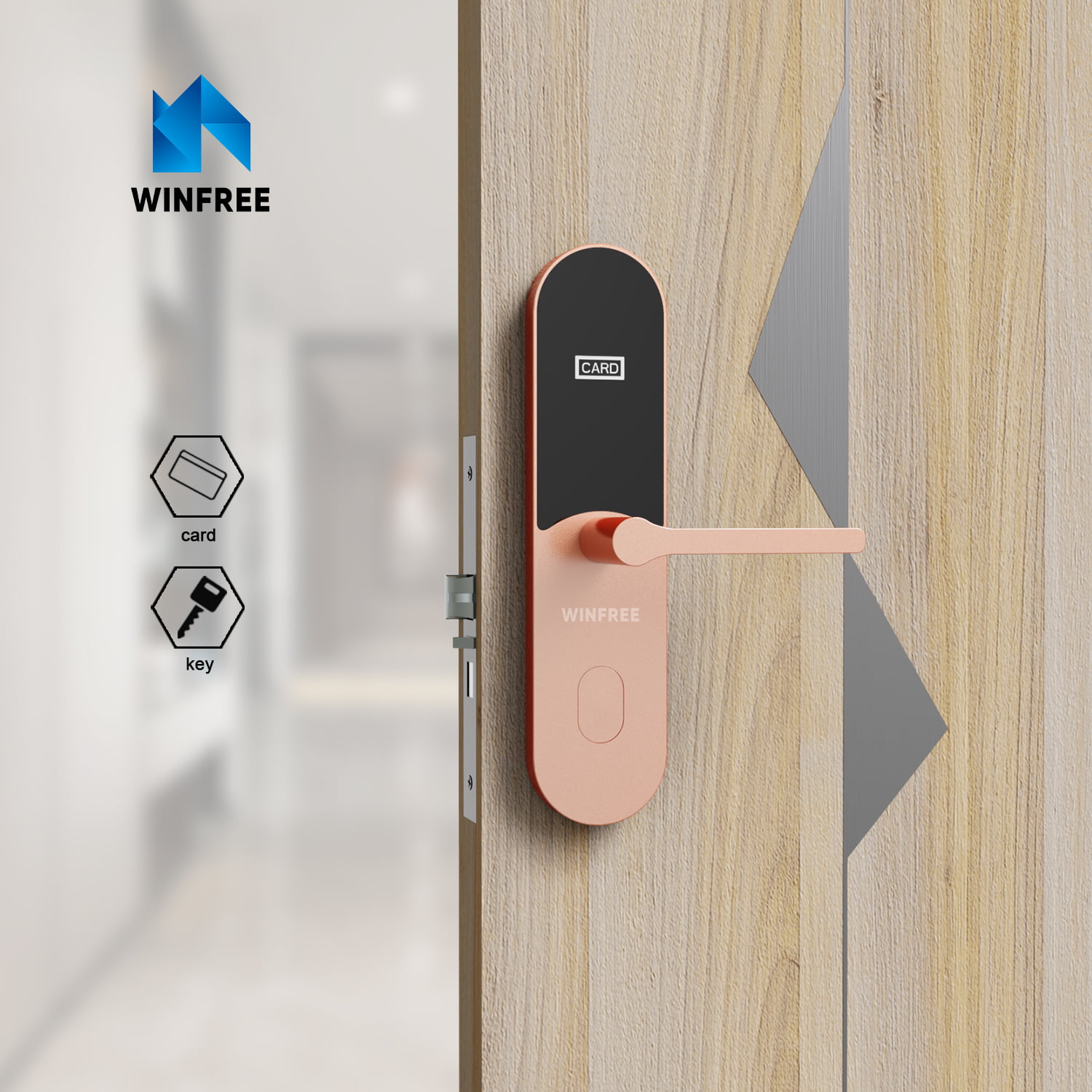 Hotel Card Access Door Lock Smart Lock with Key and Mortise - WINFREE